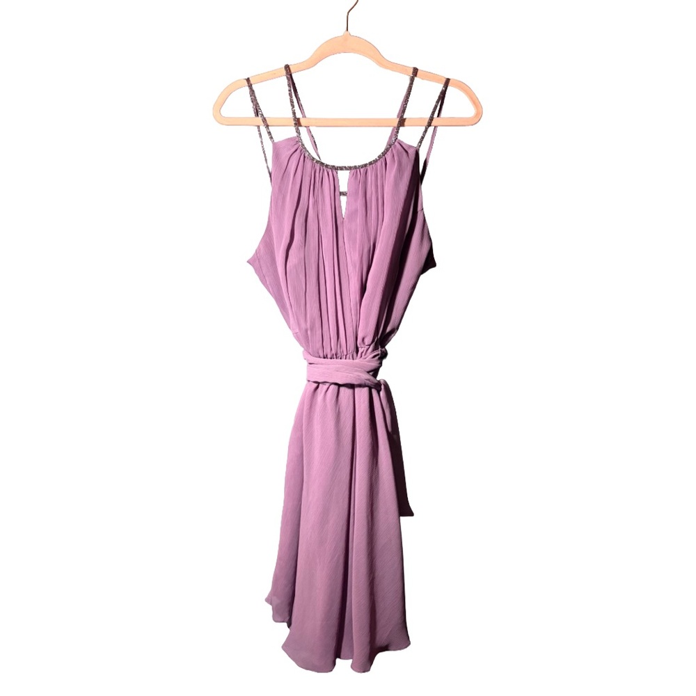 David’s Bridal Dusty Mauve Beaded Chiffon Bridesmaid Dress Size 18